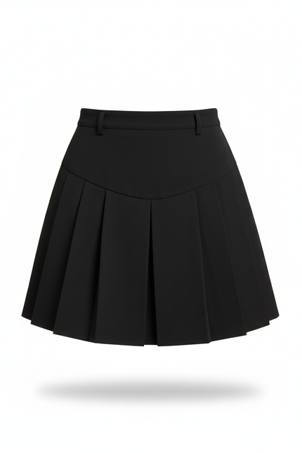 Jupe Plissée noire taille haute chic féminine