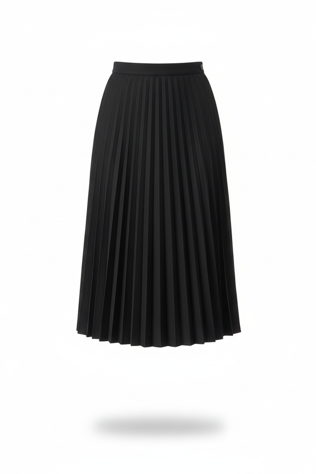 Jupe Plissée Noire Midi Chic dynamique