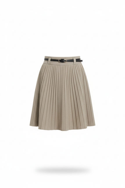 Jupe Plissée Beige Tricotée Élégante raffinée