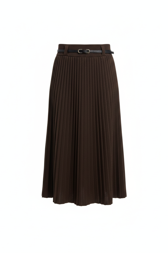 Jupe Plissée marron tricotée élégante chaleureuse