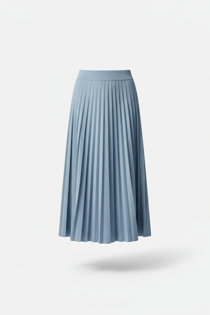Jupe Plissée bleu clair tricotée élégante