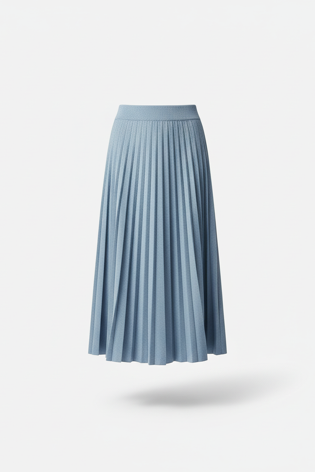 Jupe Plissée bleu clair tricotée élégante
