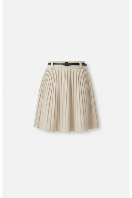 Jupe Plissée mini beige élégante