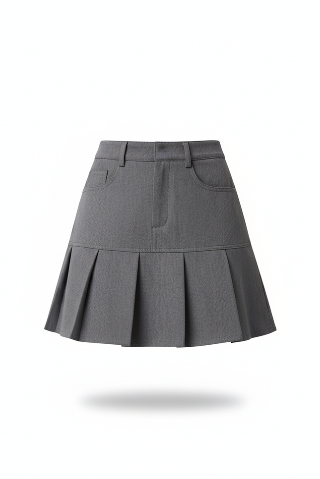 Jupe Plissée grise mini chic classique