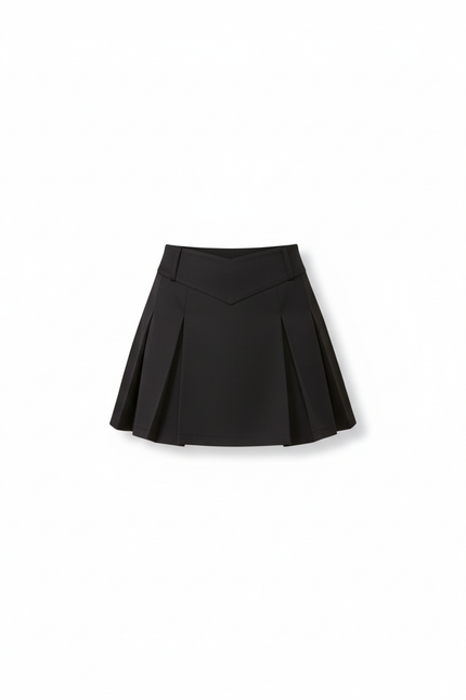 Jupe Plissée noire taille haute chic classique