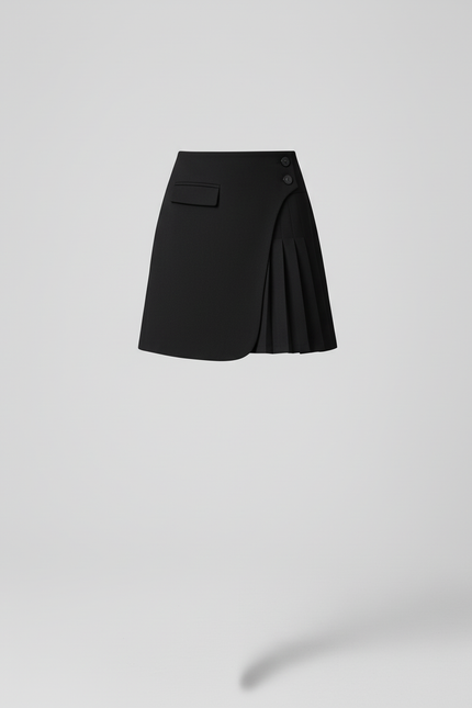 Jupe Plissée noire irrégulière chic