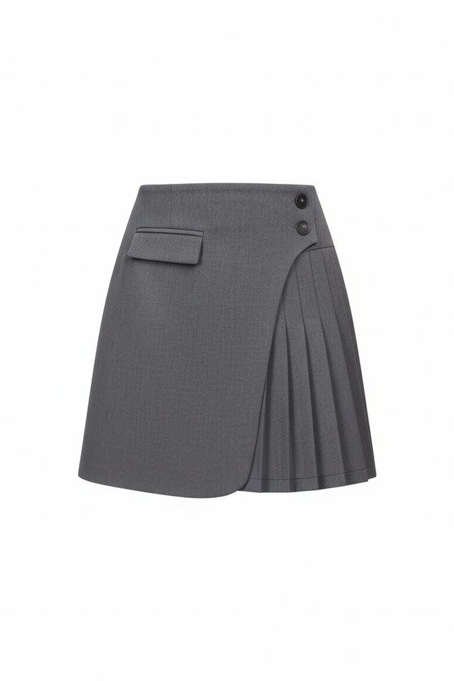 Jupe Plissée asymétrique grise chic
