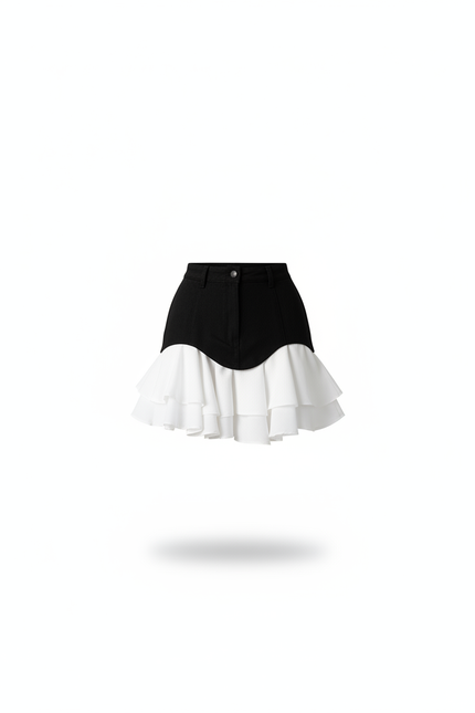 Jupe Plissée volants bicolore chic