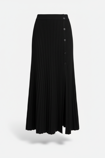 Jupe Plissée noire fendue chic
