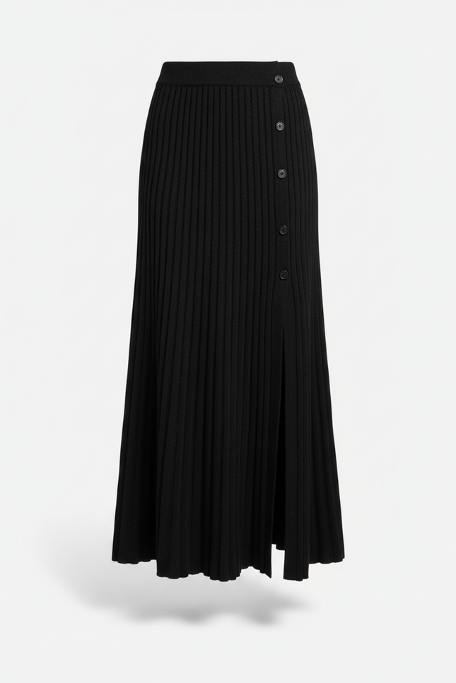 Jupe Plissée noire fendue chic