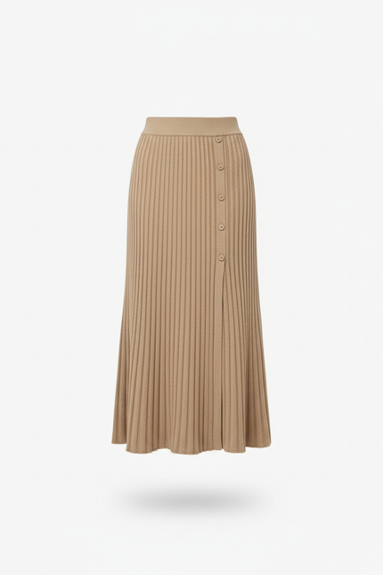 Jupe Plissée Beige Maille Élégante raffinée