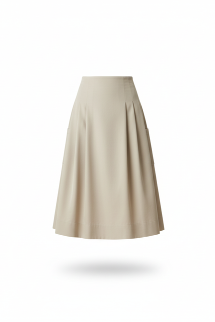 Jupe Plissée beige fluide élégante raffinée