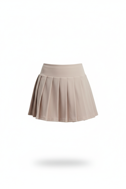 Jupe Plissée beige taille haute sportive