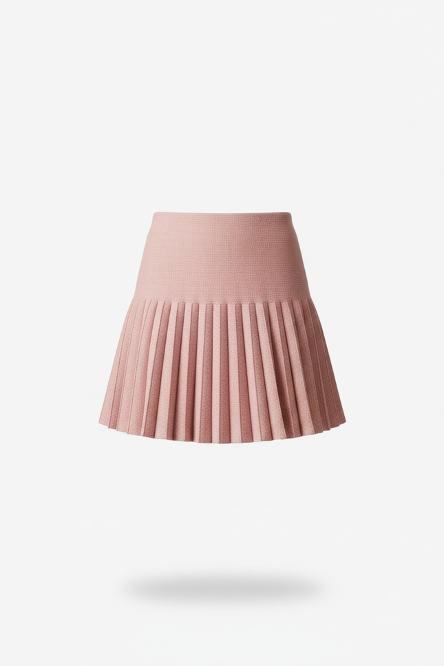 Jupe Plissée rose pâle tricotée chic