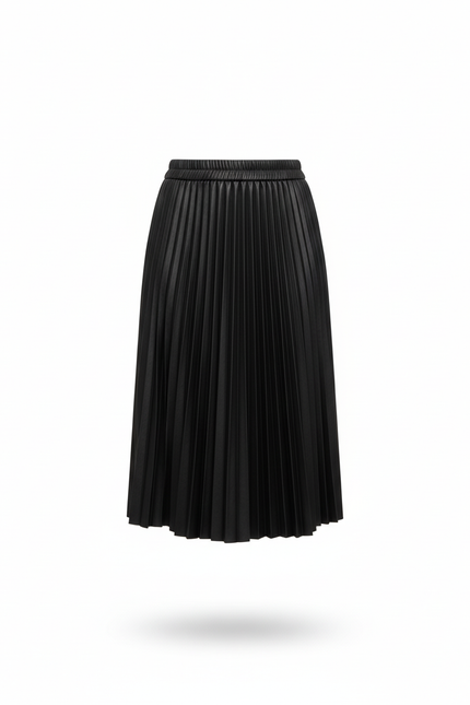Jupe Plissée noire cuir PU chic