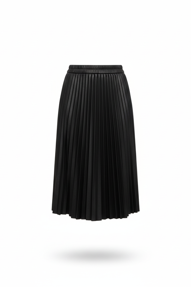 Jupe Plissée noire cuir PU chic