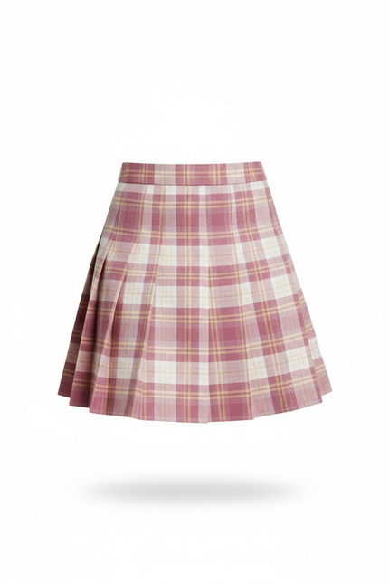 Jupe Plissée Carreaux Roses Chic