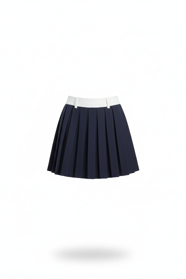 Jupe Plissée Bleu Marine Mini Chic raffinée