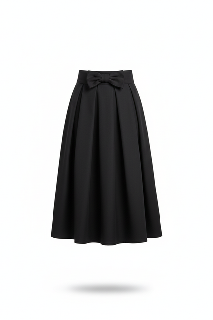 Jupe Plissée Noire Nœud Chic