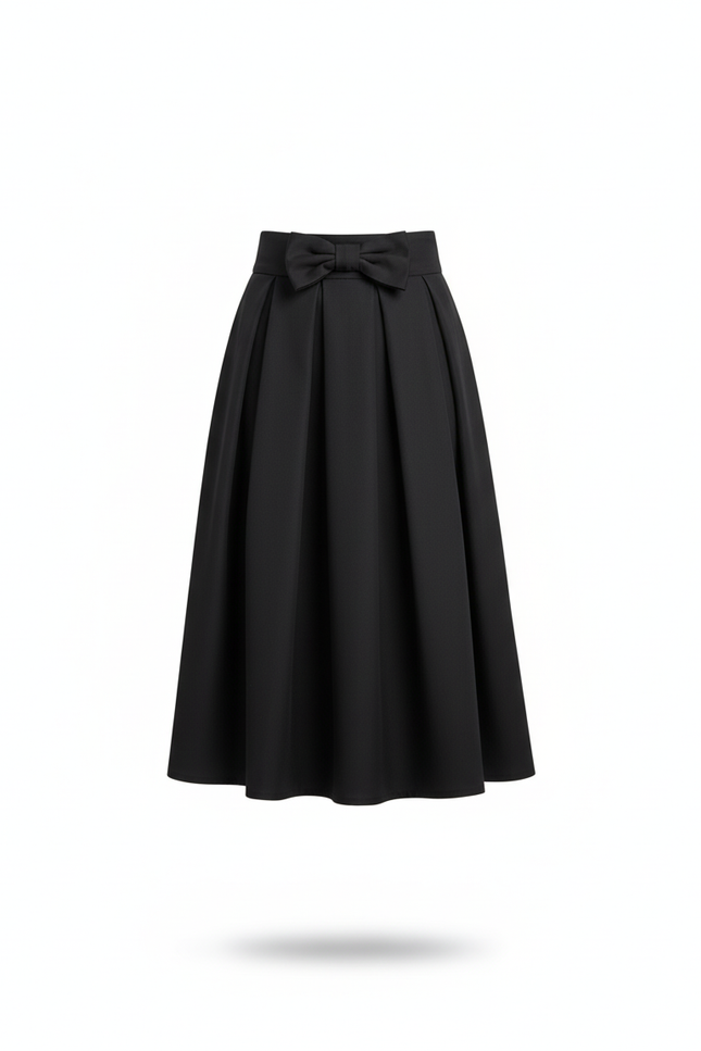 Jupe Plissée Noire Nœud Chic