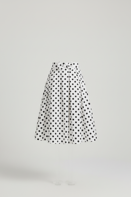 Jupe Plissée taille haute à pois vintage