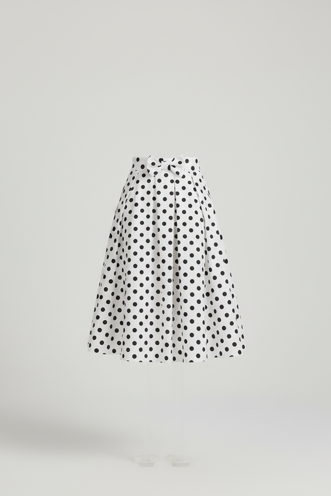 Jupe Plissée taille haute à pois vintage