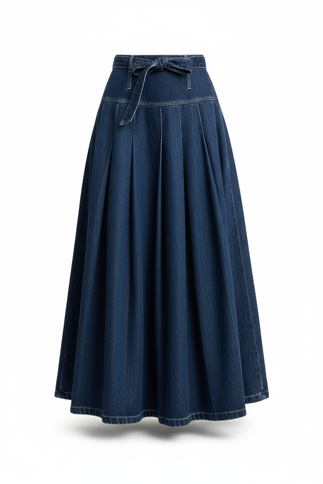 Jupe Plissée Denim longue chic