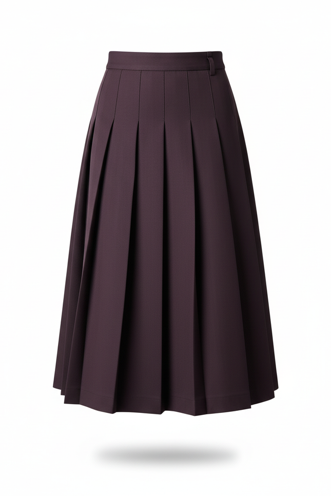 Jupe Plissée Prune Mi-Mollet Chic