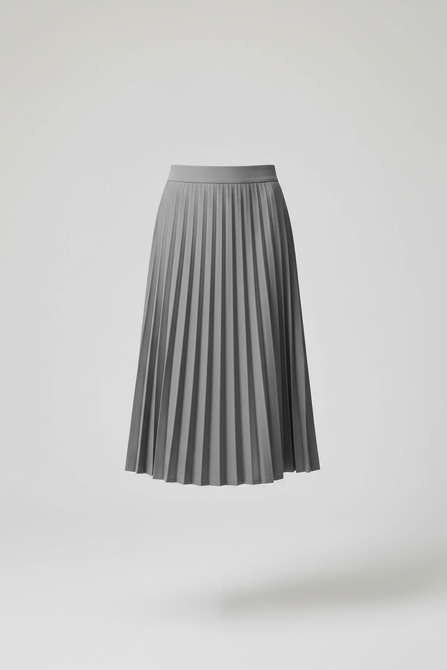 Jupe Plissée Grise Midi Chic raffinée
