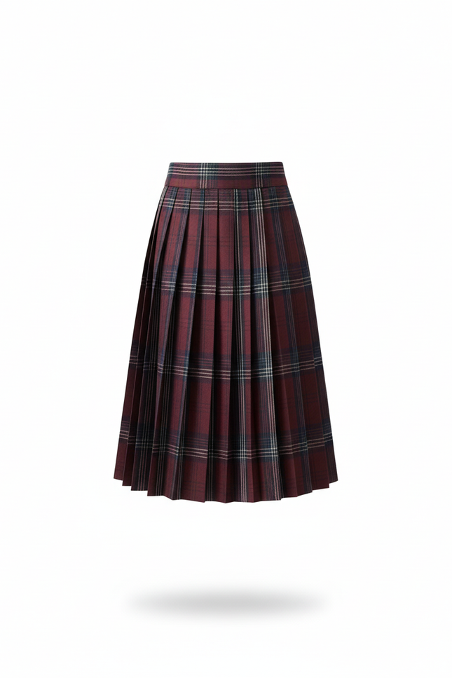Jupe Plissée écossaise bordeaux chic