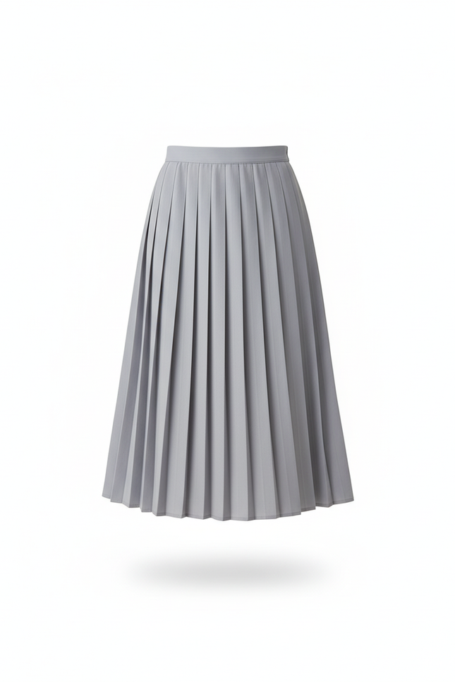 Jupe Plissée Grise Taille Haute Chic