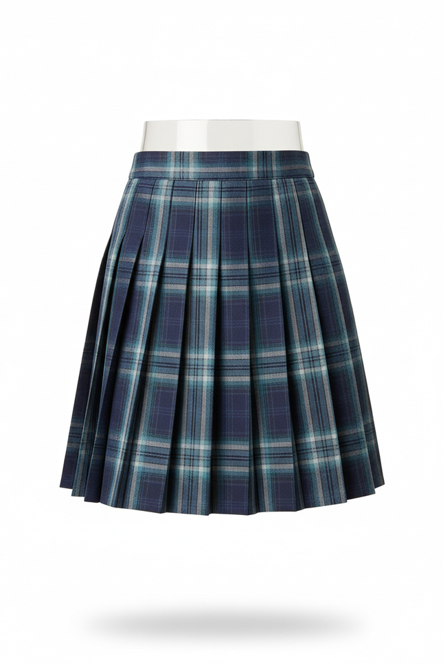 Jupe Plissée écossaise bleue chic raffinée