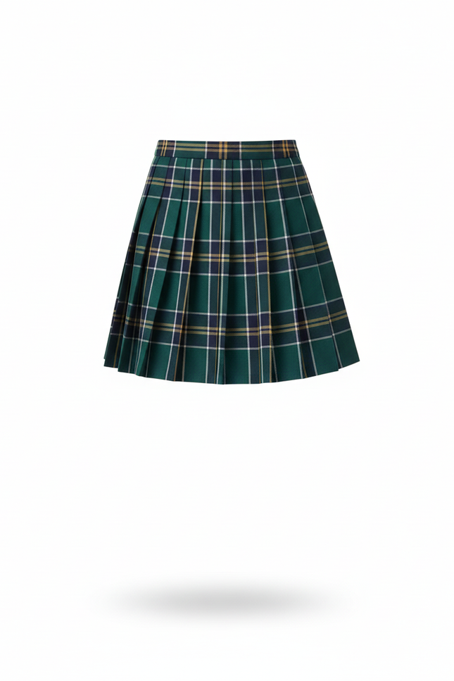 Jupe Plissée écossaise verte mini chic