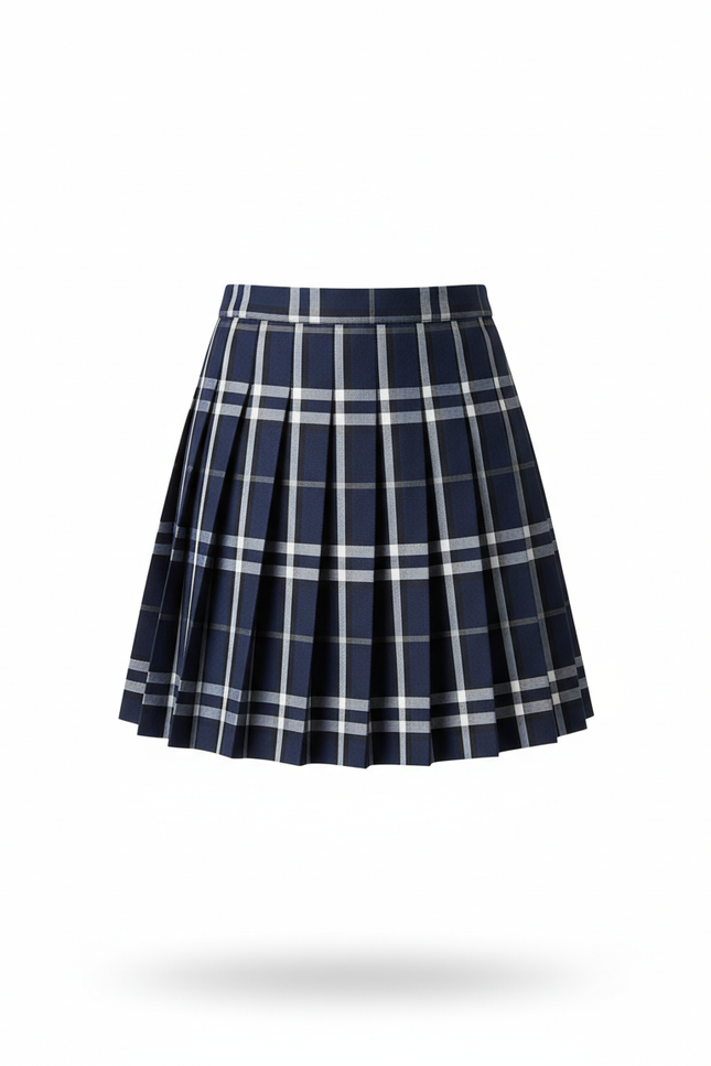 Jupe Plissée bleu marine écossaise chic