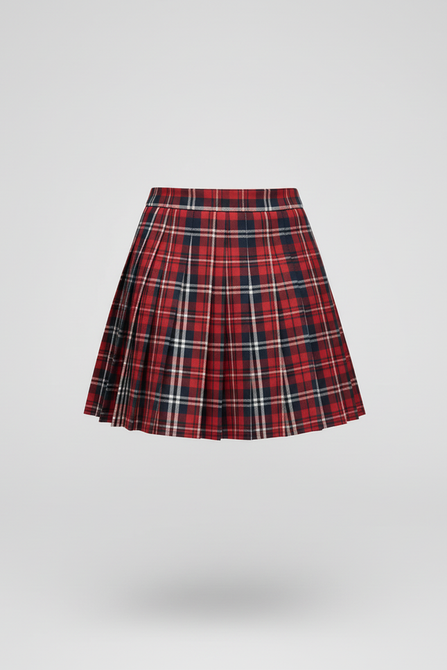 Jupe Plissée mini écossaise rouge décontractée