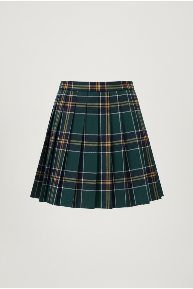 Jupe Plissée verte à carreaux chic raffinée