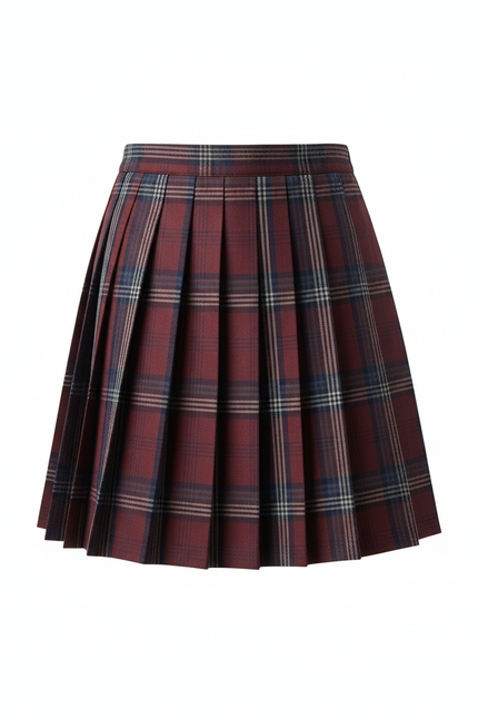 Jupe Plissée Carreaux Bordeaux Chic