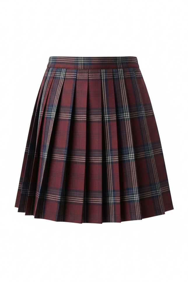 Jupe Plissée Carreaux Bordeaux Chic