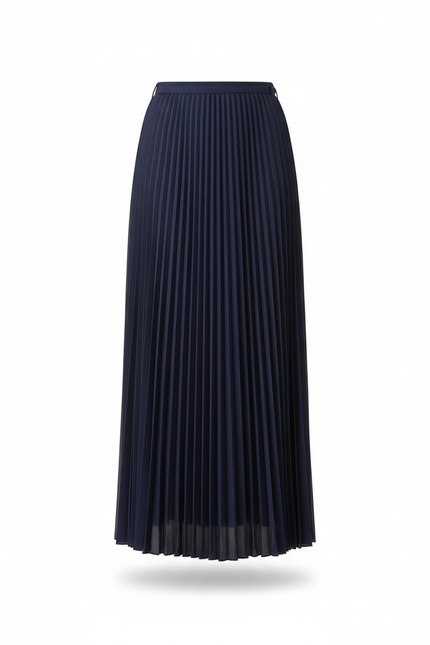 jupe plissée longue bleu marine
