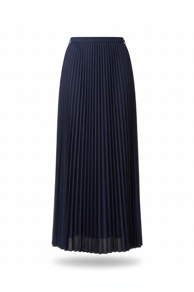 jupe plissée longue bleu marine